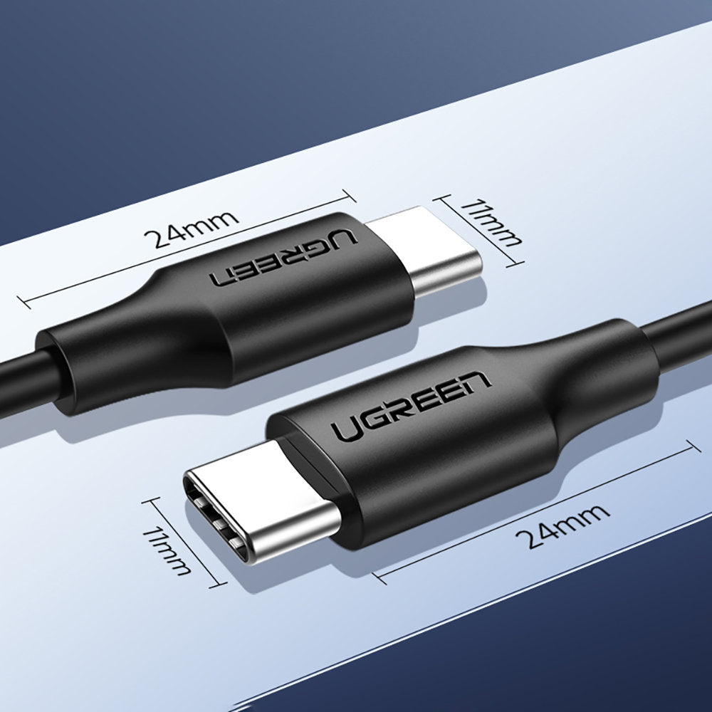 USB-C - USB-C UGREEN US286 adat- és töltőkábel, 60W, 1,5m, Fekete