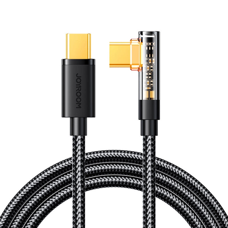 USB-C - USB-C adat- és töltőkábel Joyroom S-CC100A6 Angled, 100W, 1.2m, Fekete