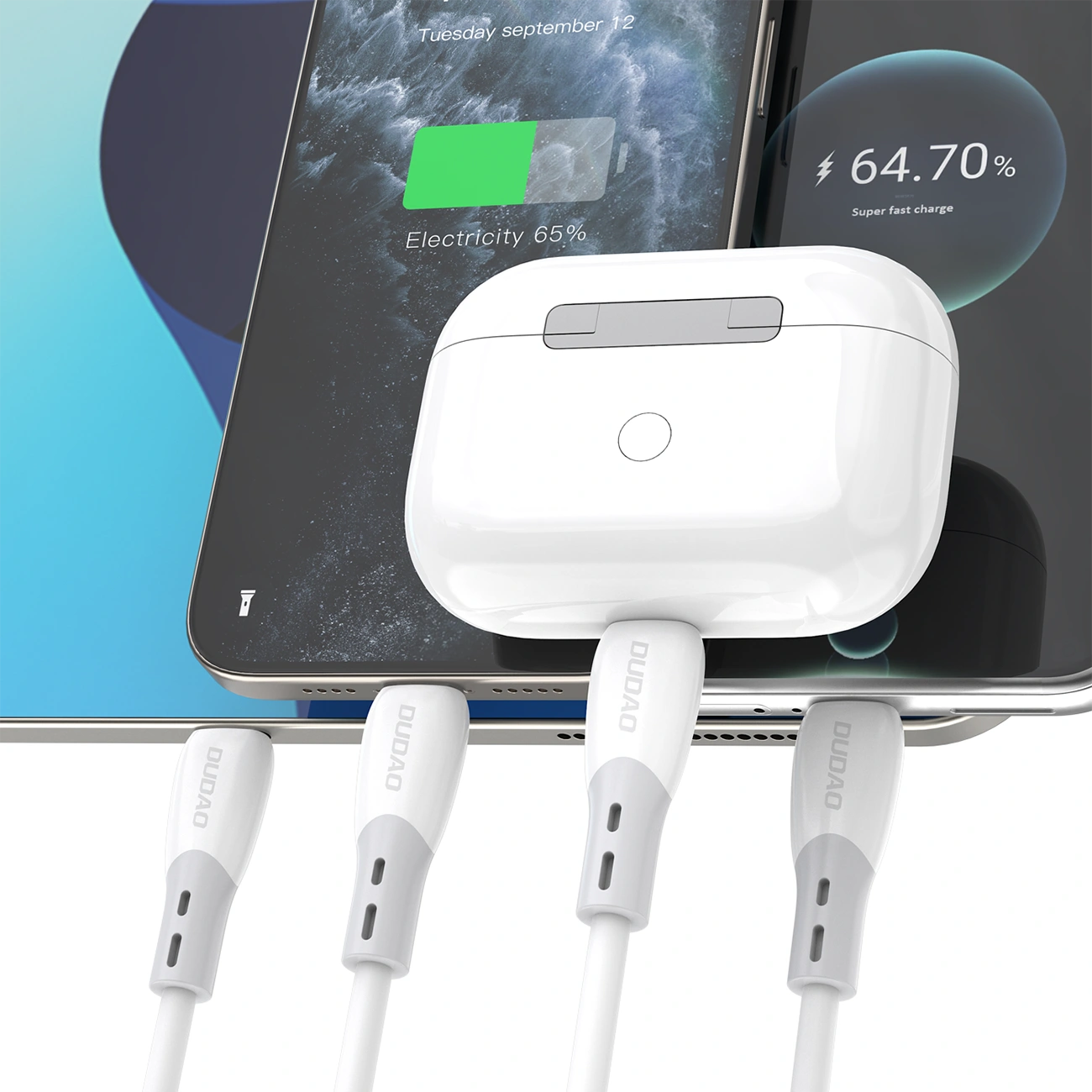 USB-C - USB-C Dudao L25SC adat- és töltőkábel, 60W, 1m, Fehér