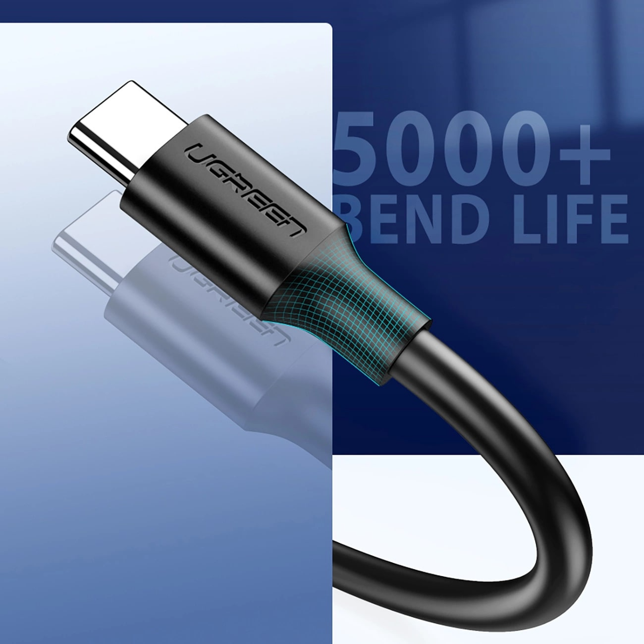 USB-A - USB-C UGREEN US184 adat- és töltőkábel, 18W, 0,5m, fekete