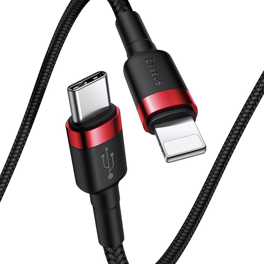 Adat- és töltőkábel USB-C - Lightning Baseus Cafule, 18W, 1m, piros CATLKLF-91
