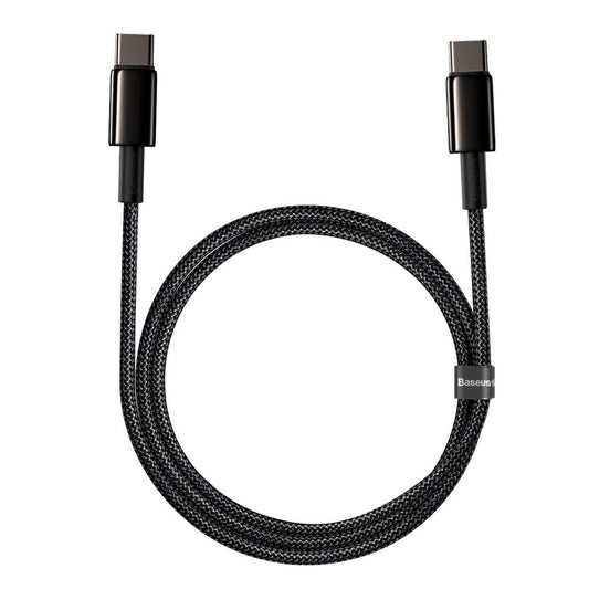 USB-C adat- és töltőkábel - USB-C Baseus Tungsten Baseus Tungsten Gold, 100W, 2m, fekete CATWJ-A01 CATWJ-A01 CATWJ-A01