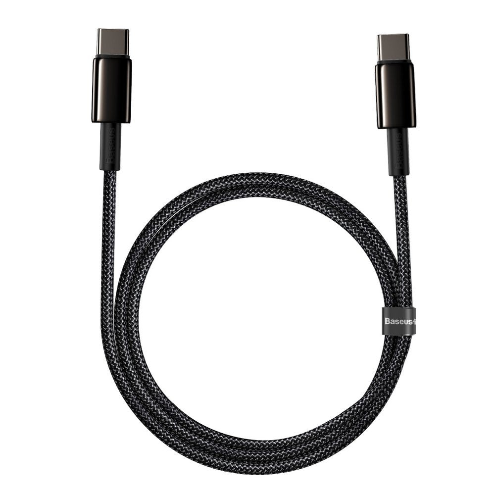 USB-C adat- és töltőkábel - USB-C Baseus Tungsten Baseus Tungsten Gold, 100W, 2m, fekete CATWJ-A01 CATWJ-A01 CATWJ-A01