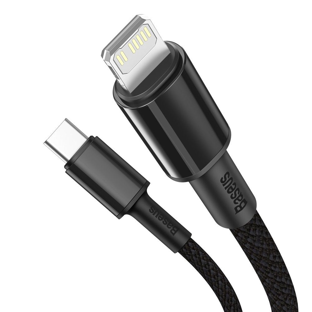 USB-C - Lightning adat- és töltőkábel Baseus High Density Braided, 20W, 2m, fekete CATLGD-A01