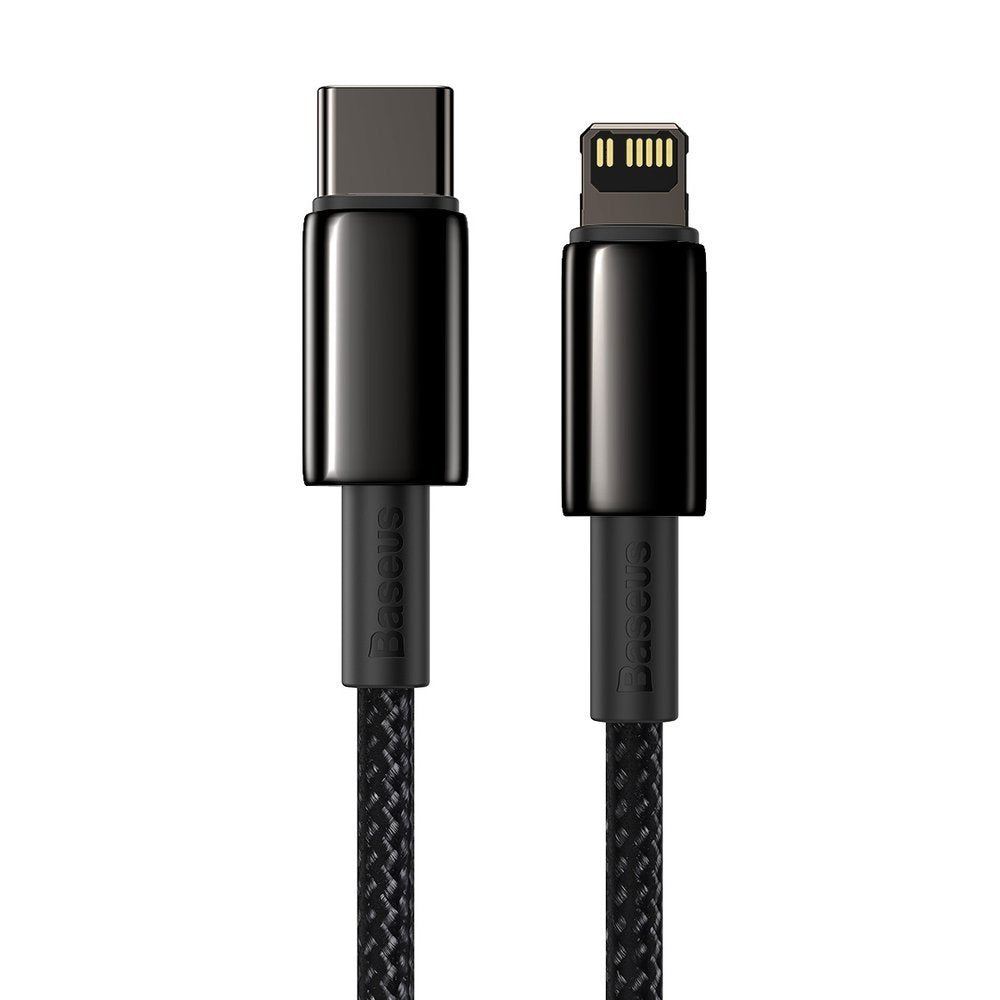 Adat- és töltőkábel USB-C - Lightning Baseus Tungsten Tungsten Gold, 20W, 2m, fekete CATLWWJ-A01