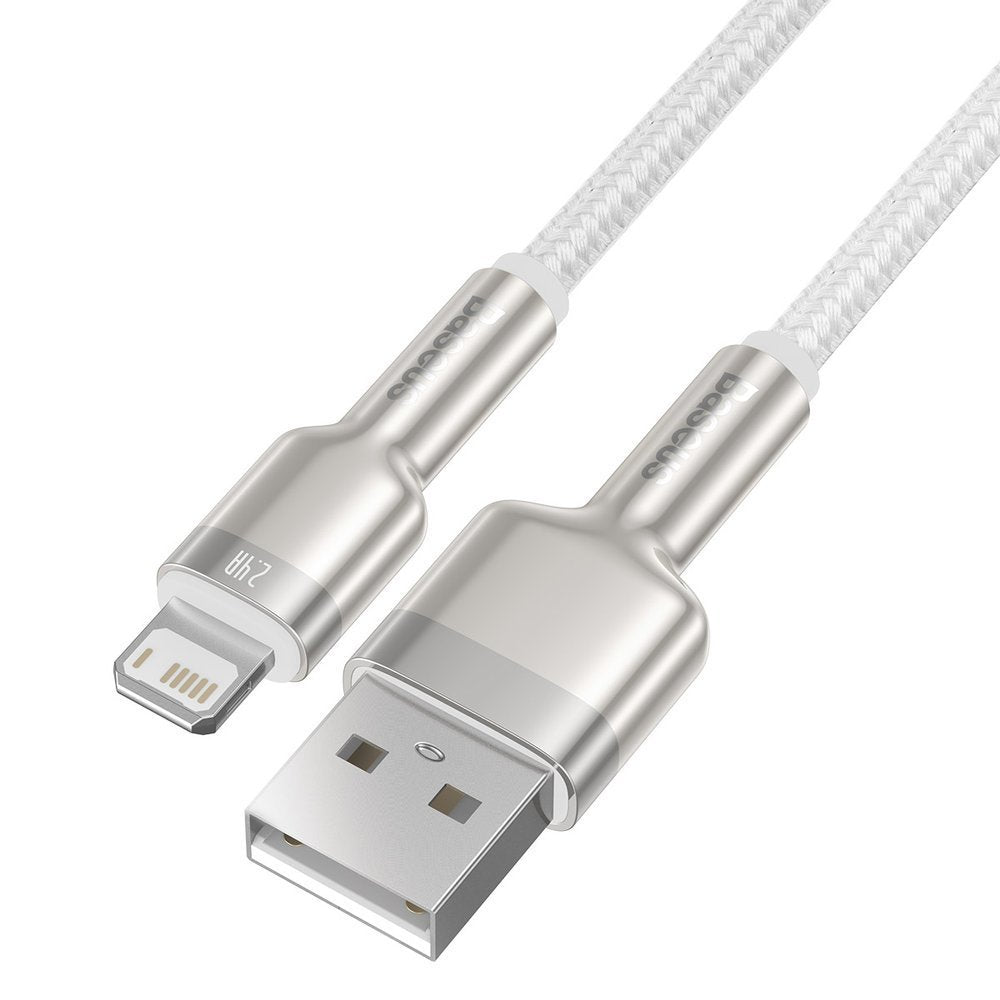 Adat- és töltőkábel USB-A - Lightning Baseus Cafule Metal Series, 18W, 1m, fehér CALJK-A02