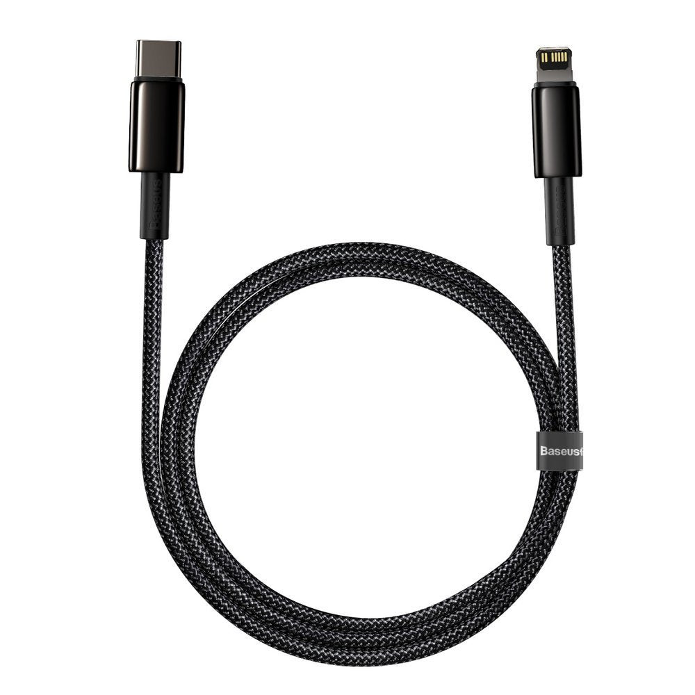 Adat- és töltőkábel USB-C - Lightning Baseus Tungsten Tungsten Gold, 20W, 1m, fekete CATLWJ-01 CATLWJ-01 CATLWJ-01