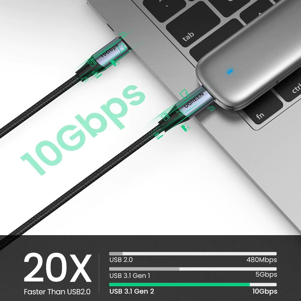 USB-C adat- és töltőkábel - USB-C UGREEN US355, 100W, 1m, Fekete