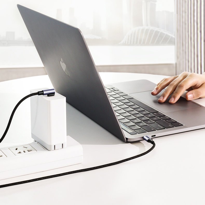 USB-C - USB-C UGREEN US255 Angled adat- és töltőkábel, 60W, 1m, szürke