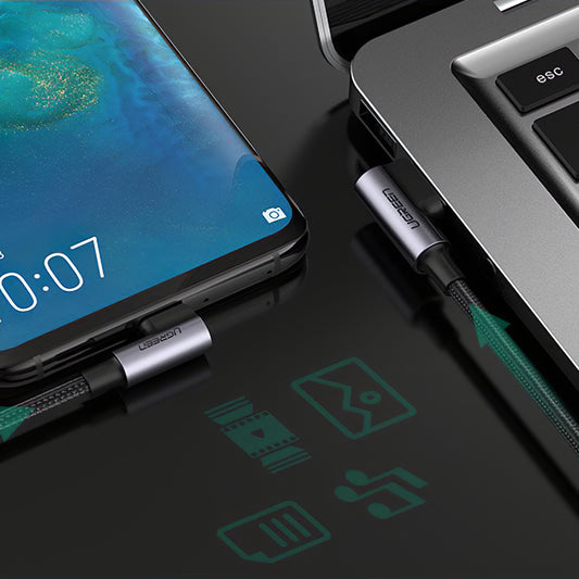 Adat- és töltőkábel USB-A - USB-C UGREEN US176 szögletes, 60W, 2m, Fekete