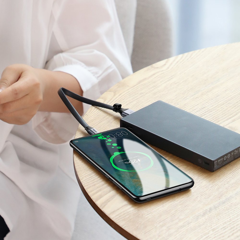 USB-A - USB-C Baseus Simple adat- és töltőkábel, 40W, 0,23m, szürke CATMBJ-BG1