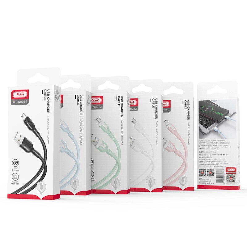 USB-A - USB-C adat- és töltőkábel XO Design NB212, 18W, 1m, Fehér