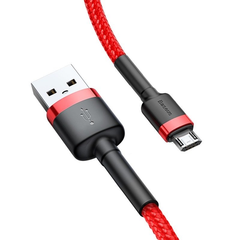 Adat- és töltőkábel USB-A - microUSB Baseus Cafule, 18W, 1m, piros CAMKLF-B09