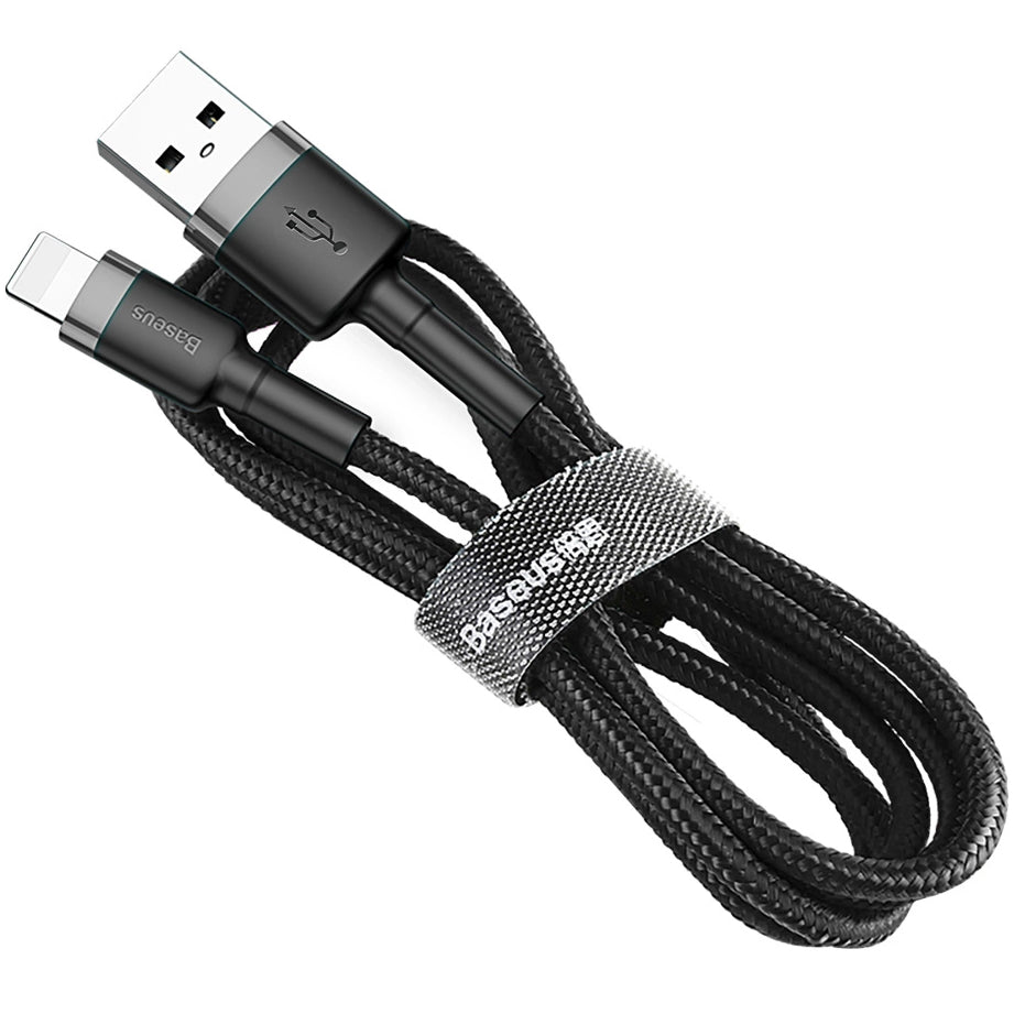 USB-A - Lightning Baseus Cafule adat- és töltőkábel, 18W, 0,5m, szürke CALKLF-AG1