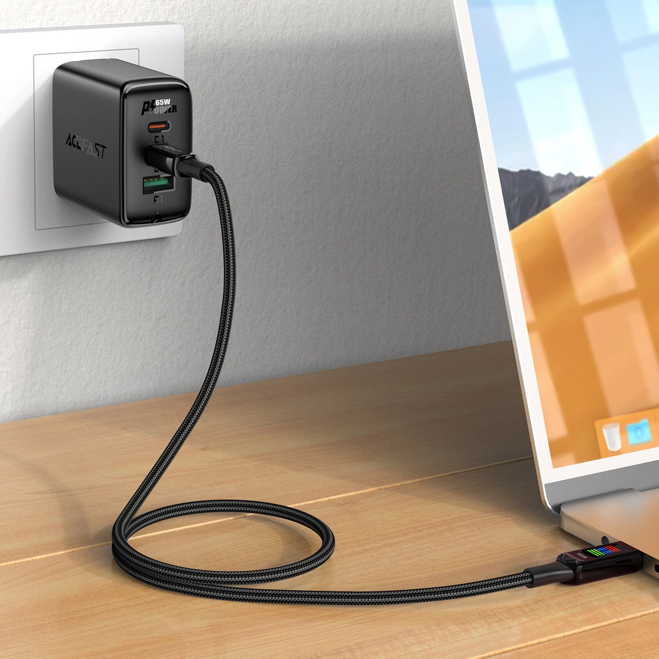 USB-C - USB-C Acefast C7-03 adat- és töltőkábel, 100W, 1.2m, Fekete