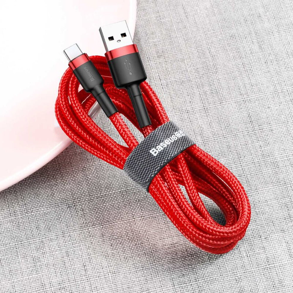 Adat- és töltőkábel USB-A - USB-C Baseus Cafule, 18W, 2m, piros CATKLF-C09