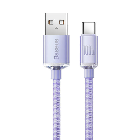 USB-A-ról USB-C-re Baseus Crystal Shine sorozat, 100W, 1,2m, lila CAJY000405