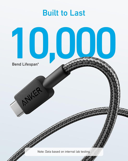 USB-A-ból USB-C-be Anker 322 adat- és töltőkábel, 18W, 1,8m, fekete A81H6G11