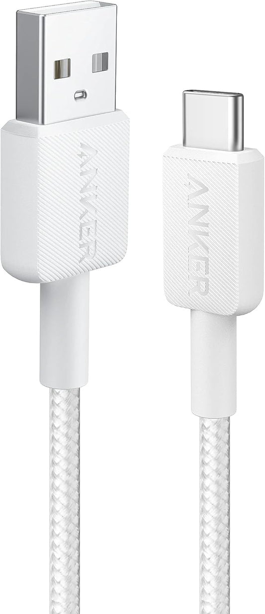 Adat- és töltőkábel USB-A - USB-C Anker 322, 18W, 0,9m, fehér A81H5G21
