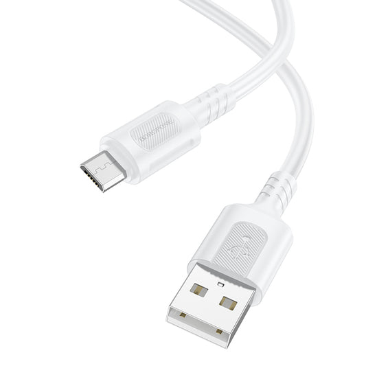 Adat- és töltőkábel USB-A - microUSB Borofone BX111 Feliz, 18W, 1m, Fehér