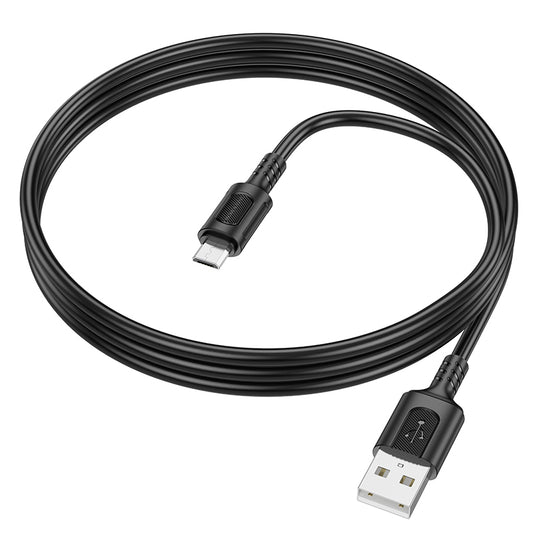 Adat- és töltőkábel USB-A - microUSB Borofone BX111 Feliz, 18W, 1m, Fekete