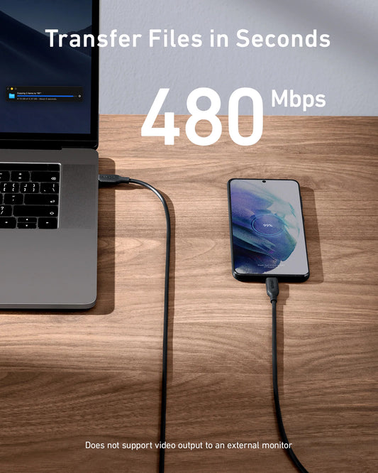 USB-C Data and Charging Cable - USB-C Anker 543, 100W, 1.8m, Black A80E2G11