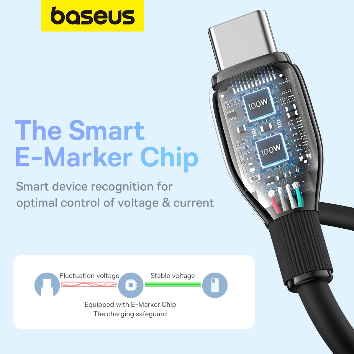 USB-C - USB-C Baseus Pudding adat- és töltőkábel, 100W, 1.2m, Fekete P10355702111-00