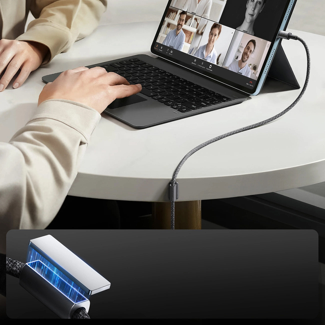 USB-A - USB-C adat- és töltőkábel Joyroom S-A50, 60W, 1.2m, Szürke