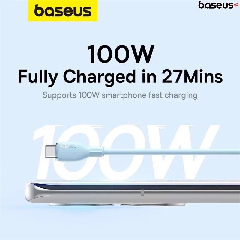 USB-A - USB-C Baseus Pudding adat- és töltőkábel, 100W, 1.2m, Kék P10355703311-00