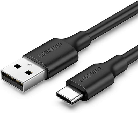 USB-A USB-C adat- és töltőkábel UGREEN US287, 18W, 0,25m, fekete, USB-A-ból USB-C-be, 18W, 0,25m, fekete