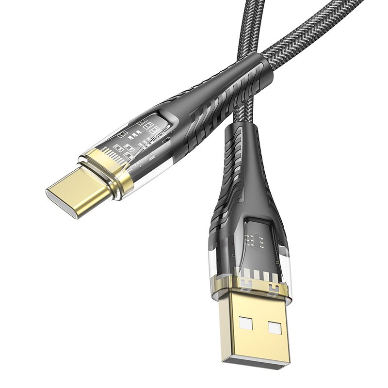 USB-A - USB-C HOCO U121 adat- és töltőkábel, 18W, 1.2m, Fekete