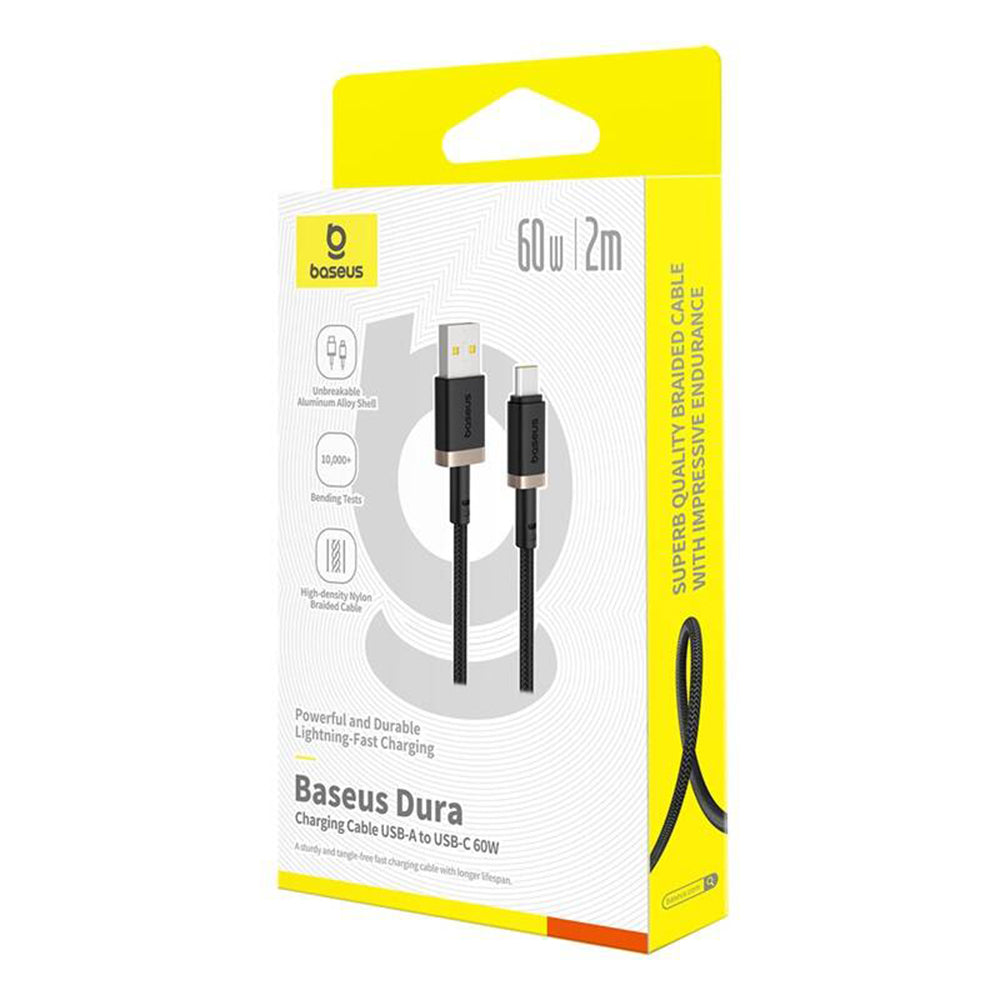 USB-A - USB-C Baseus Dura Series adat- és töltőkábel, 60W, 2m, Arany P10377802U01-02