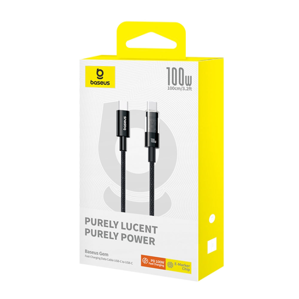 USB-C - USB-C Baseus Gem adat- és töltőkábel, 100W, 1m, Fekete P10373000111-00