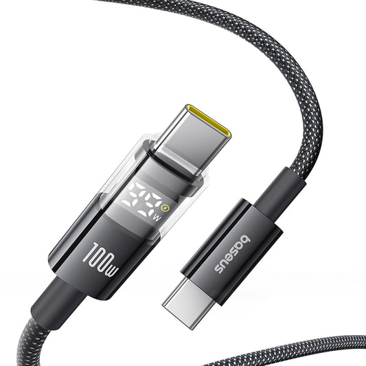 USB-C - USB-C Baseus Display 2 adat- és töltőkábel, 100W, 1m, Fekete P10382702121-00