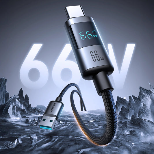 USB-A - USB-C adat- és töltőkábel Joyroom S-A16 Pro Prism Display, 66W, 1.2m, Fekete