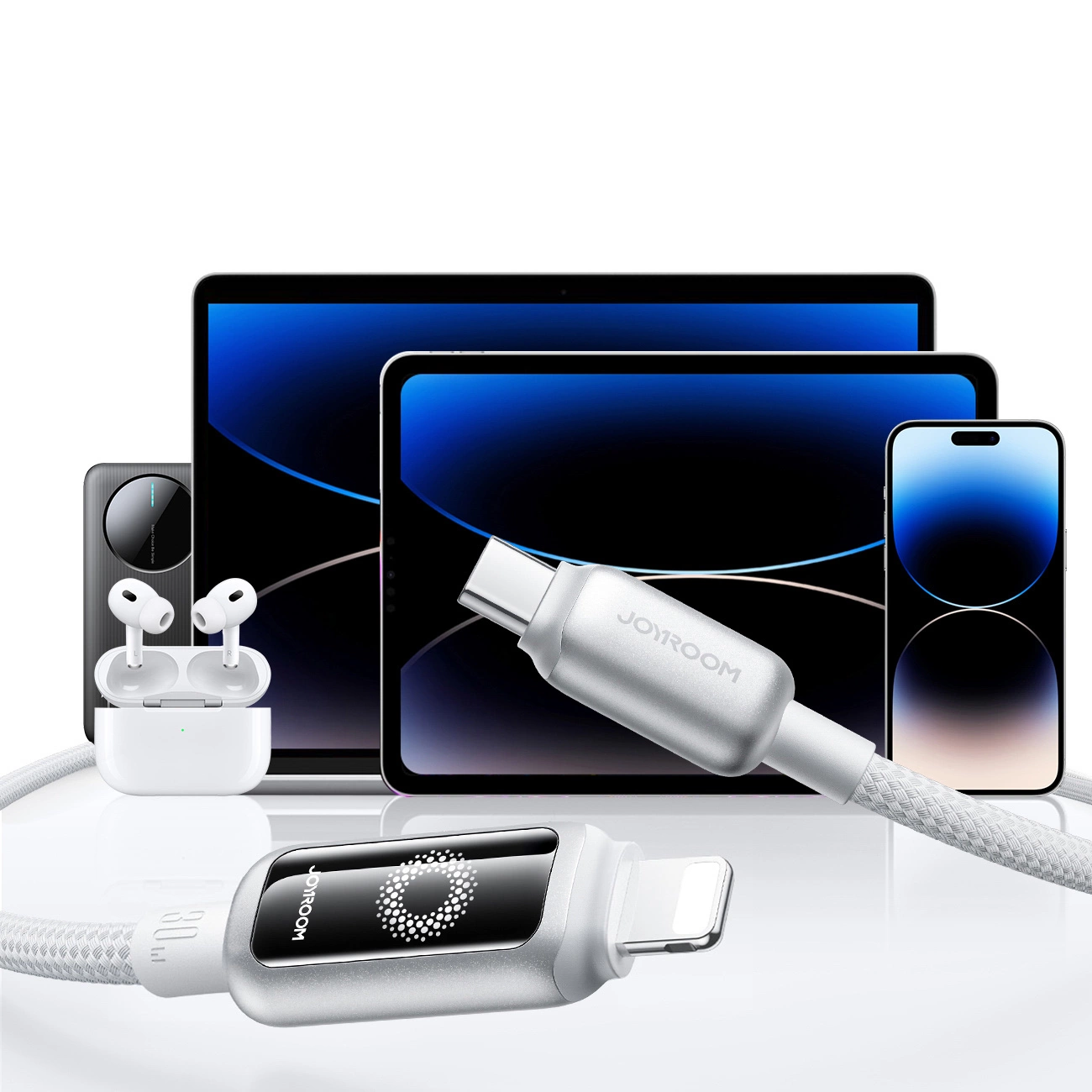 USB-C - Lightning Joyroom S-A55 StarFlight Display adat- és töltőkábel, 30W, 1.2m, Fehér