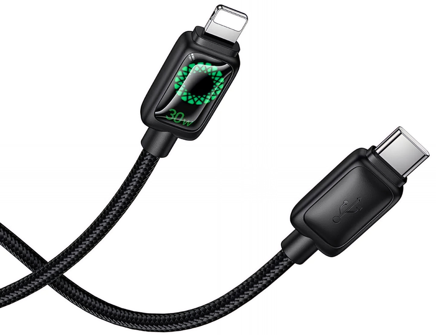 USB-C - Lightning HOCO U146 adat- és töltőkábel, 30W, 1.2m, Fekete