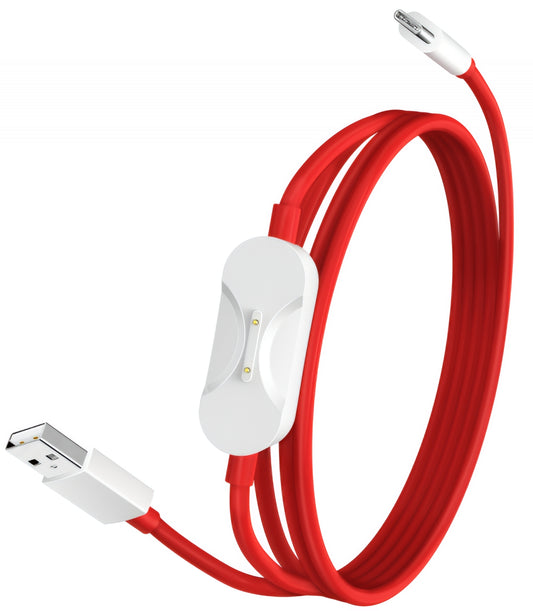 USB-A - USB-C / Pogo Pin OnePlus DL162 adat- és töltőkábel, 80W, 1.2m, Piros 5461100665