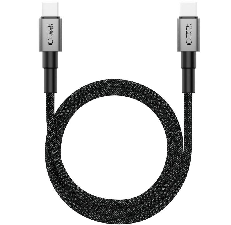 USB-C - USB-C Tech-Protect Ultraboost DNA MagTwist adat- és töltőkábel, 100W, 1m, szürke