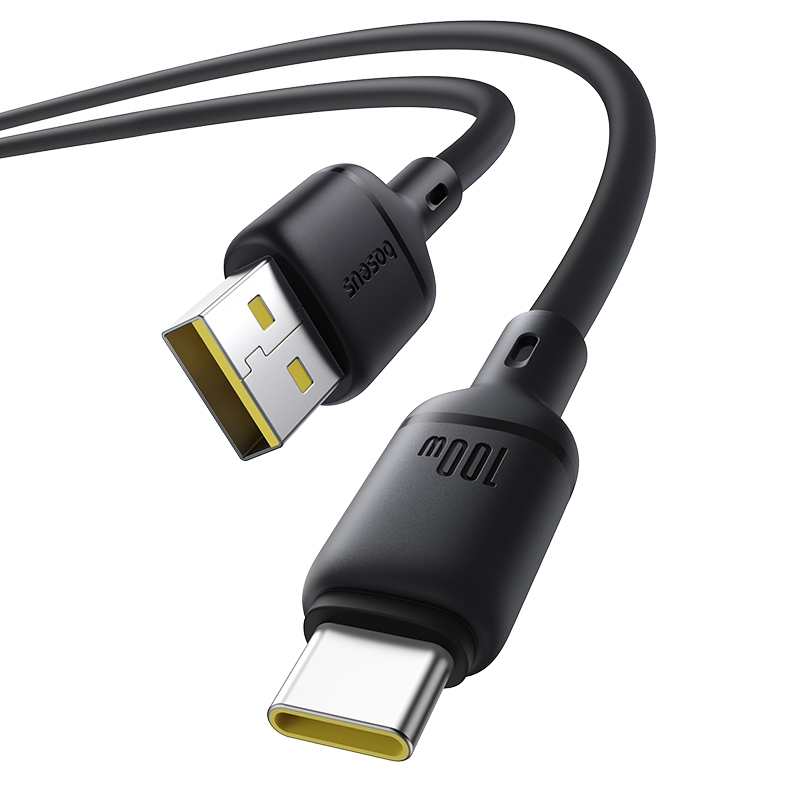 USB-A - USB-C Baseus Silky adat- és töltőkábel, 100W, 1m, Fekete P10377703113-00