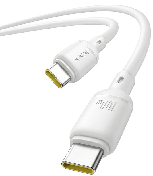 USB-C - USB-C Baseus Silky adat- és töltőkábel, 100W, 1m, Fehér P10377704213-00