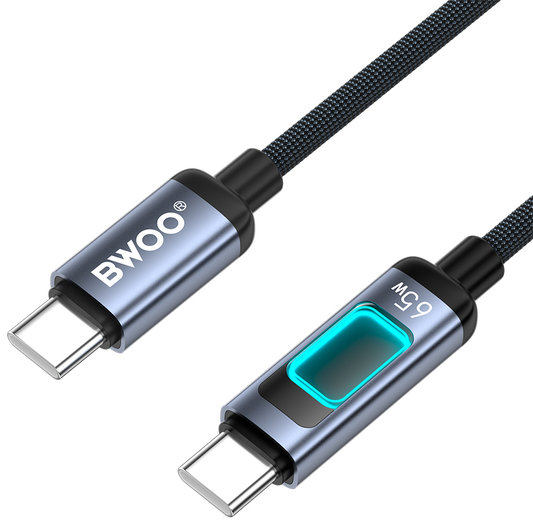 USB-C adat- és töltőkábel - USB-C BWOO X324CC Display, 65W, 1m, fekete