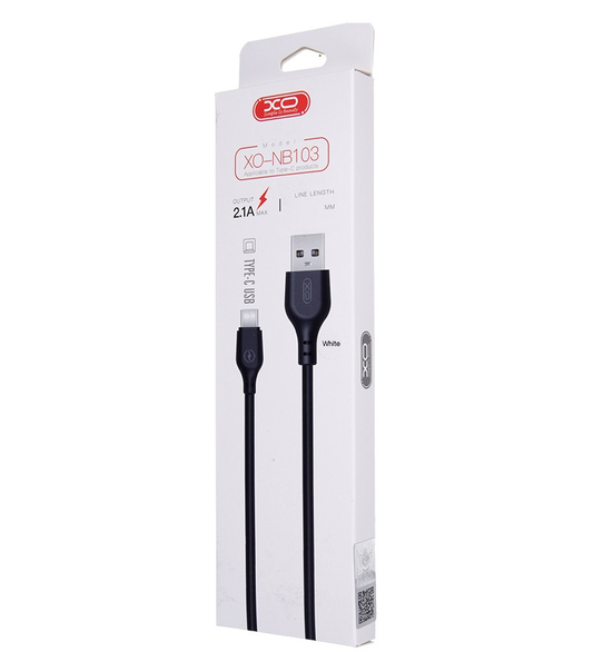 USB-A - USB-C adat- és töltőkábel XO Design NB103, 18W, 2m, Fekete