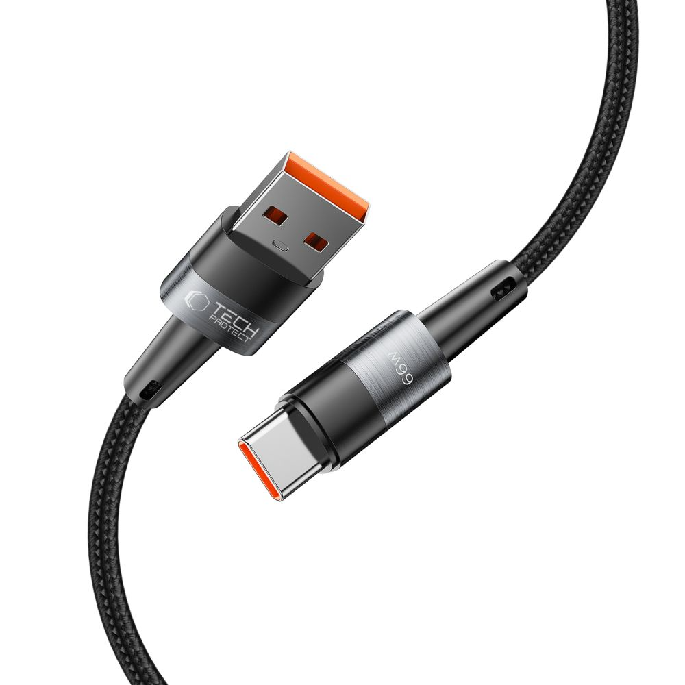 USB-A - USB-C adat- és töltőkábel Tech-Protect Ultraboost, 66W, 0,5m, szürke