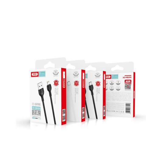 USB-A - USB-C adat- és töltőkábel XO Design NB200, 10W, 1m, Fehér