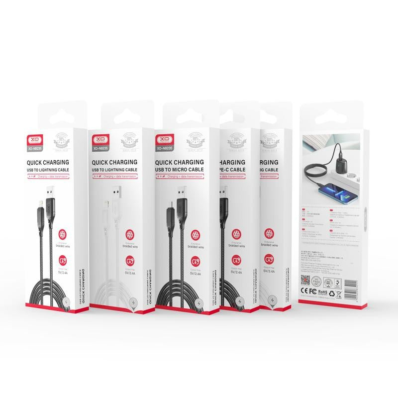 USB-A - microUSB adat- és töltőkábel XO Design NB235, 18W, 1m, Fekete