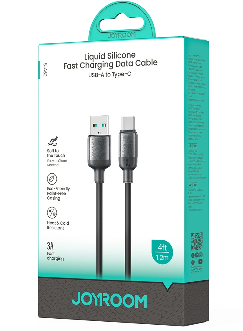 USB-A - USB-C adat- és töltőkábel Joyroom S-A62 Lively, 18W, 1,2m, fekete