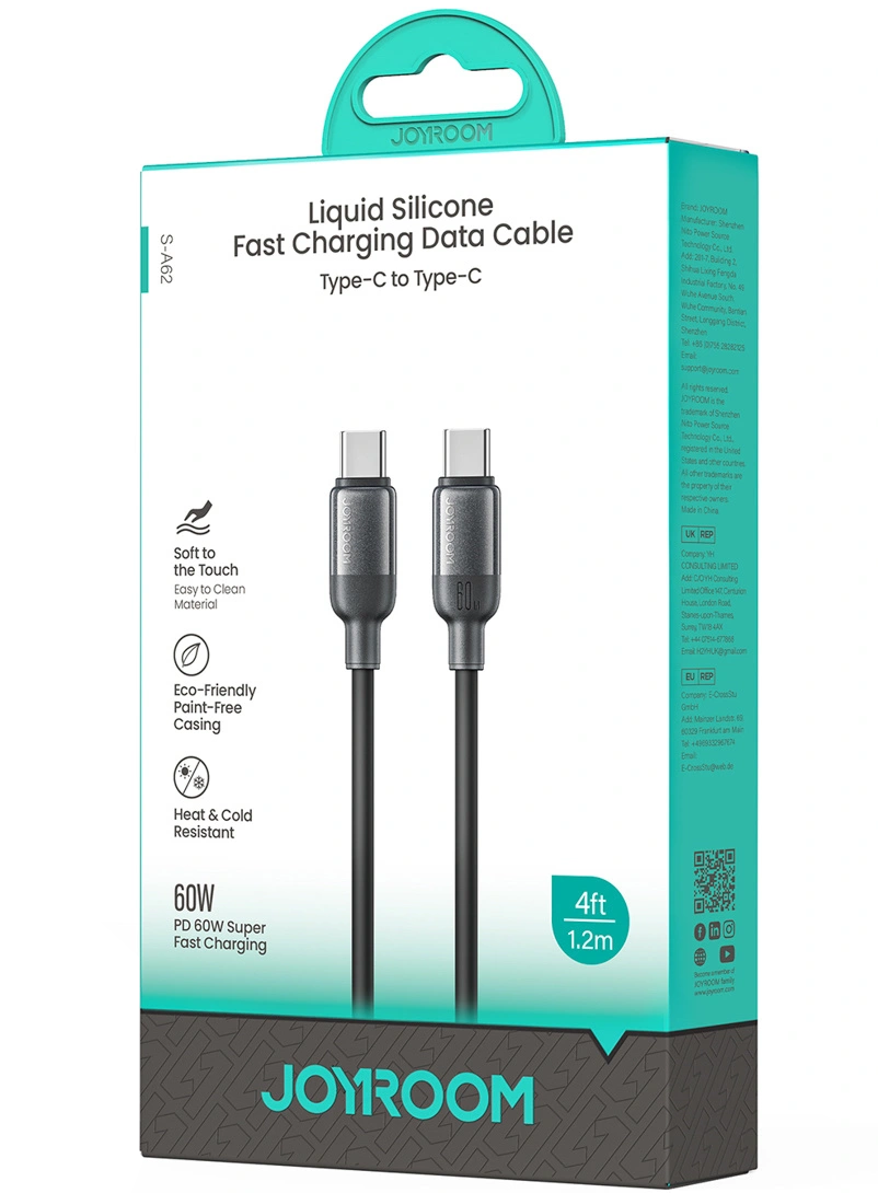 USB-C adat- és töltőkábel - USB-C Joyroom S-A62 Lively, 60W, 1,2m, fekete