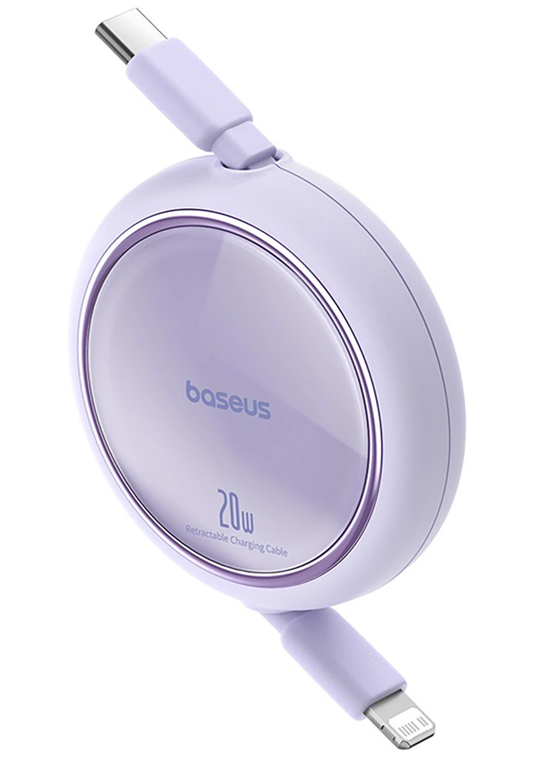 USB-C - Lightning adat- és töltőkábel Baseus Free2Pull Mini Retractable, 20W, 1m, lila P10364501511-00