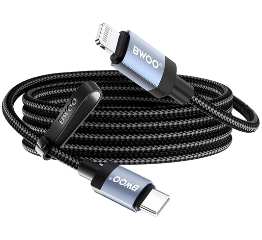 USB-C - Lightning Adat- és Töltőkábel BWOO BO-X401CL, 30W, 1m, Fekete